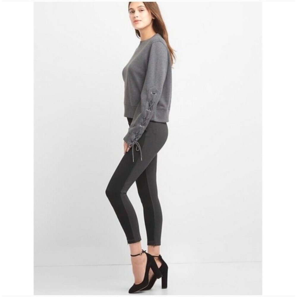 GAP Sculpt Ponte Black Gray Zipper Bottom Thick Contouring Legging, Sz. XL, NWT